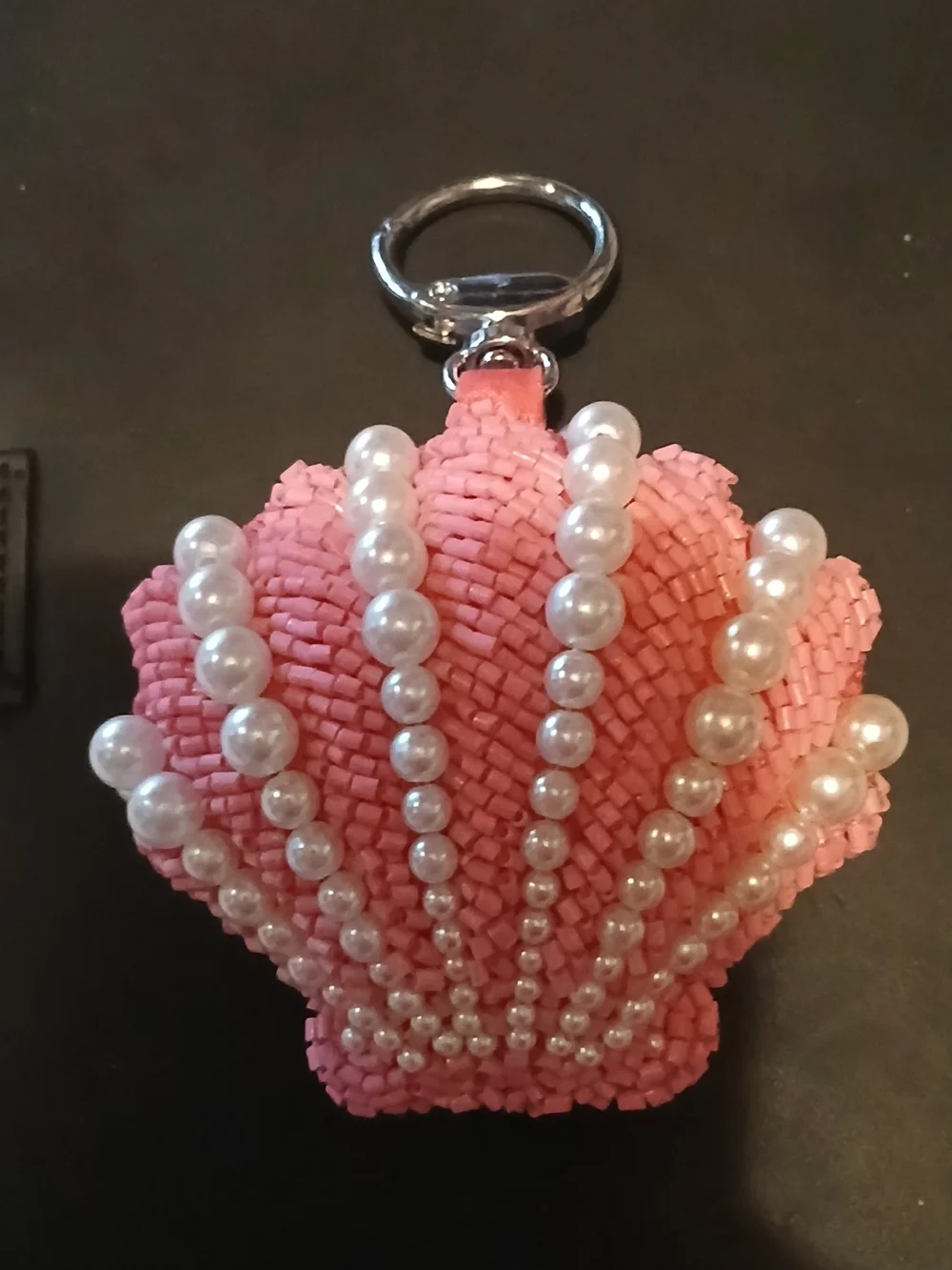 Pink Pearl-Embellished Shell Keychain Bag Charm Vera Bradley